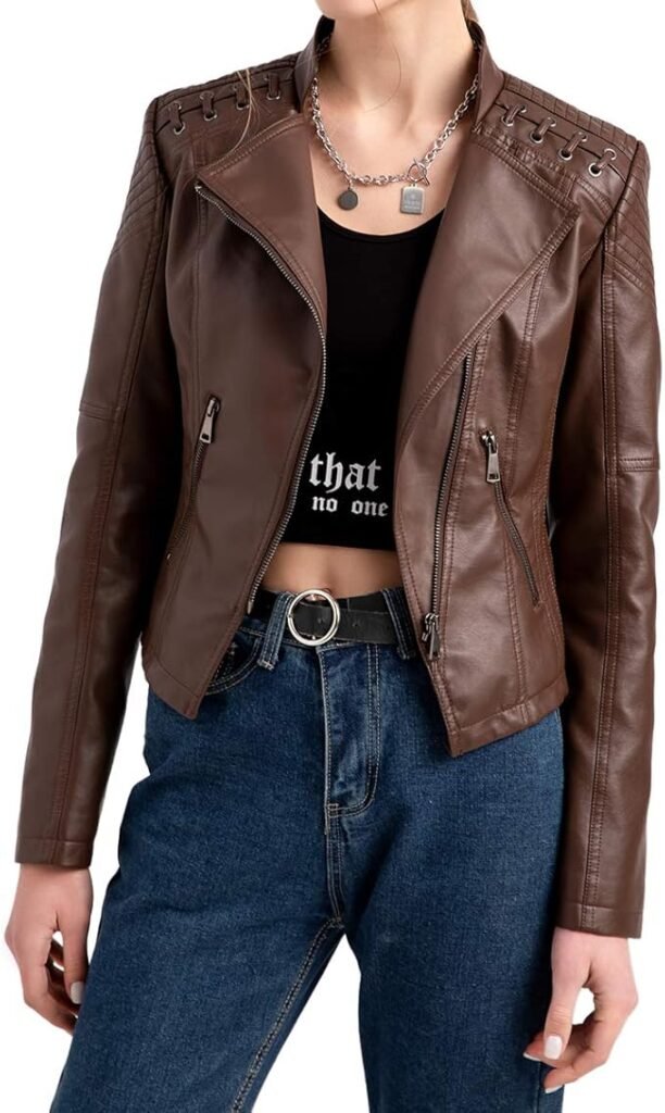brown leather jacket